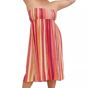 Torrid Gauze Smocked Strapless Midi Dress